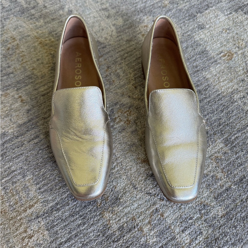 AEROSOLES Shimmering Silver Loafers